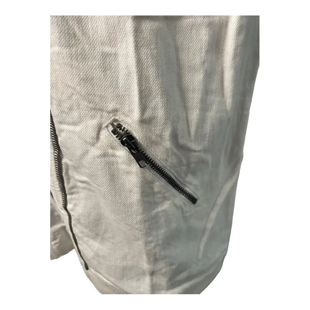 5133 FREE PEOPLE X SANDRINE ROSE WHITE JACKET WUTH ZIPPER‎ ACCENTS, LG